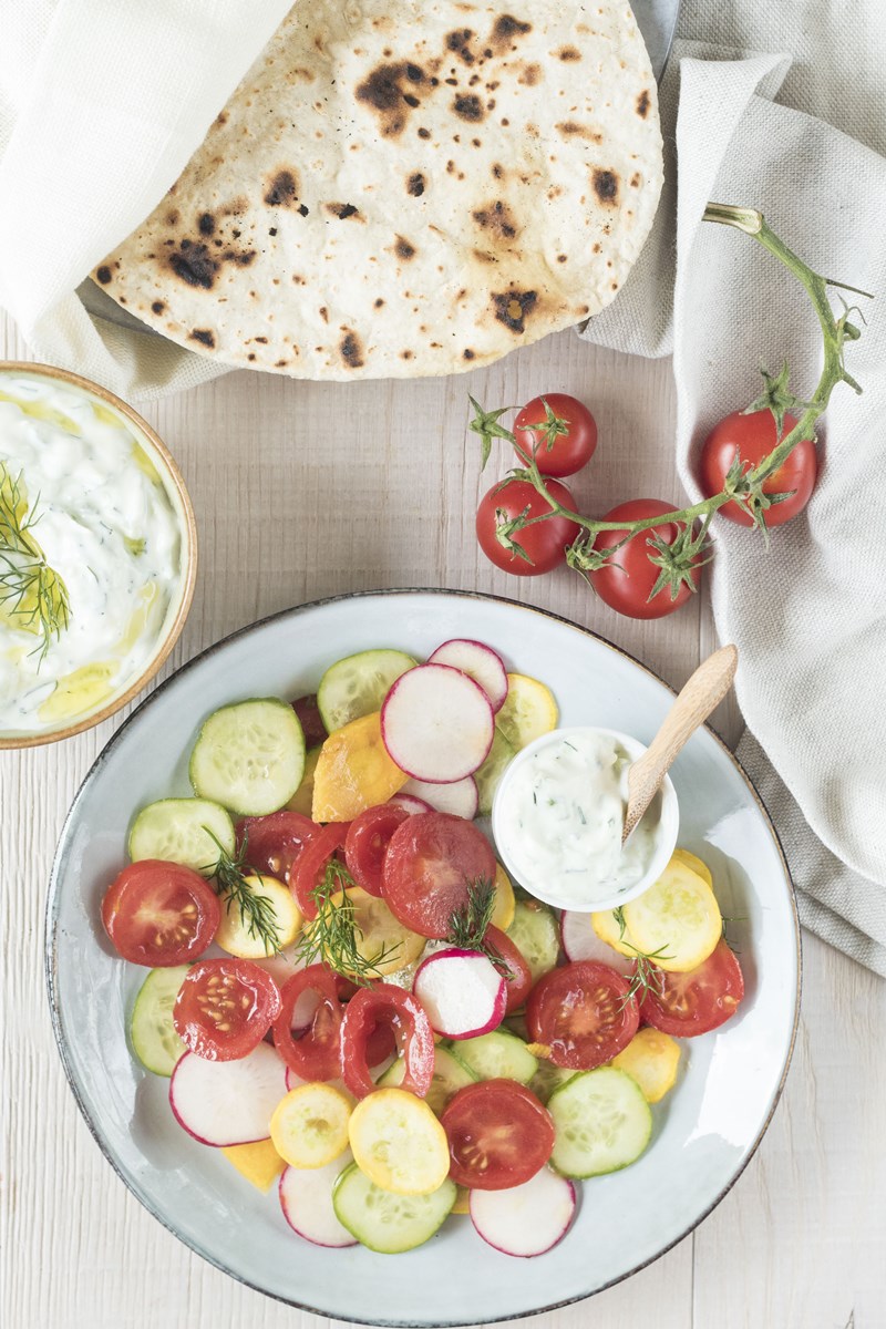 insalata di pomodori e tzatziki