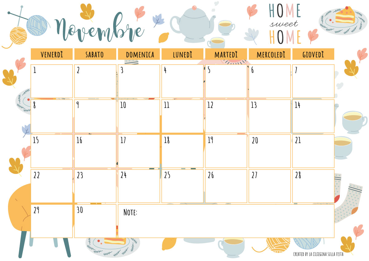 Benvenuto Novembre: i tuoi Free Printable mensili